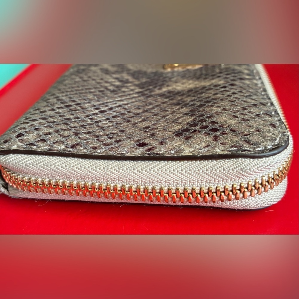 Michael Kors Silver Snake-Print Zip Wallet with Gold Plate - Picture 6 of 14